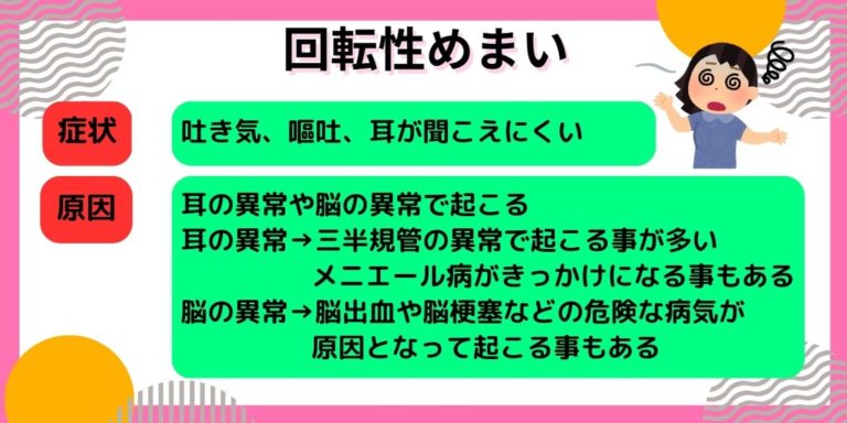 めまいの一般的な原因
